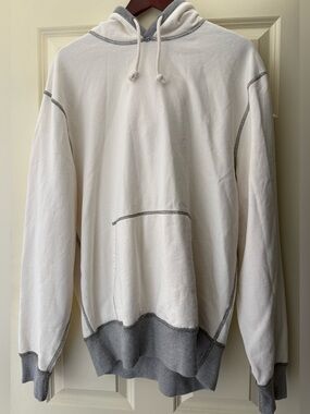 J. Crew Wallace and Barnes 100% cotton hoodie in white with grey detailing